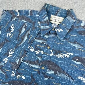 Reyn Spooner Dietrich Varez Shirt Mens XL Reverse Print Whale Dolphin Hawaiian